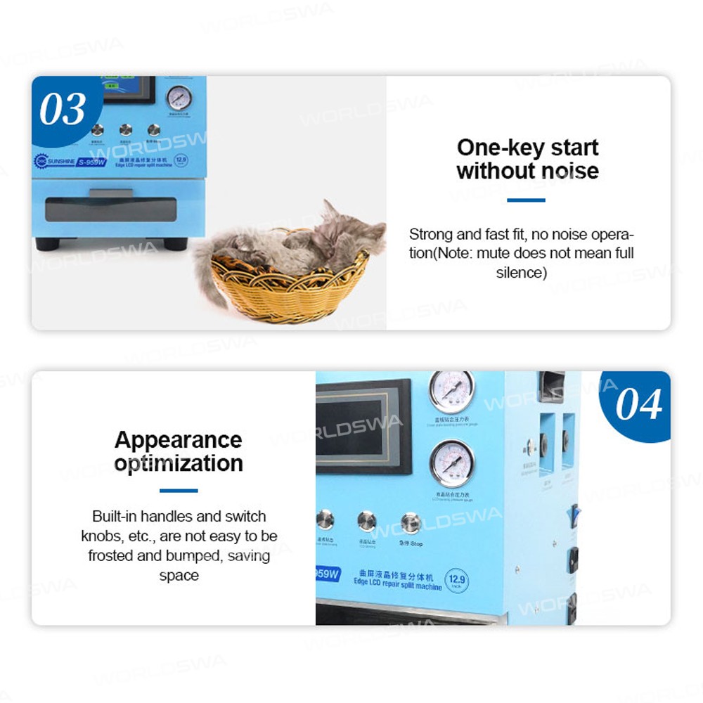 Sunshine SS-959W Oversize 12.9-inch Curved Screen Edge LCD Repair Split Machine Supports Curved Scre