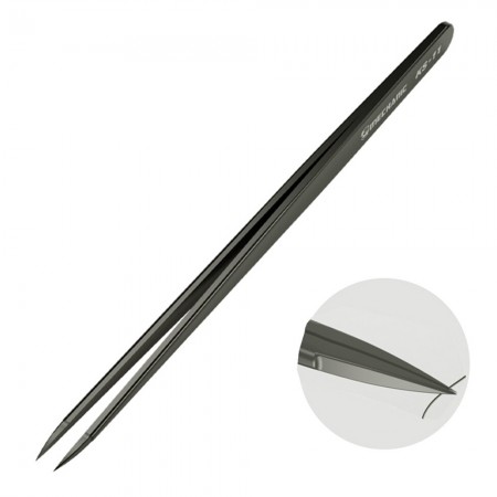 KS-11 Mechanic Hand Polished Anti-static Precision Tweezer for Mobile Phone Repair Jump Wire