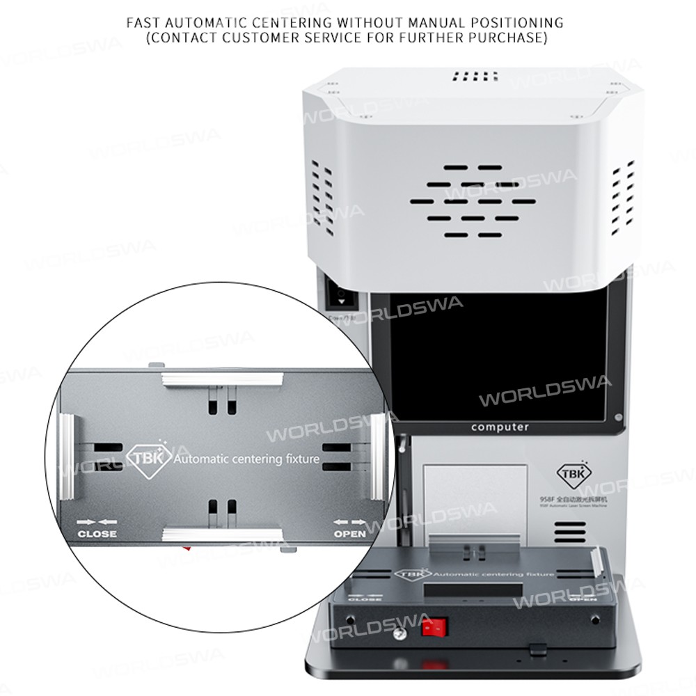 TBK-958F Mini Automatic High Precision 20W Laser Marking and Screen Removal Machine