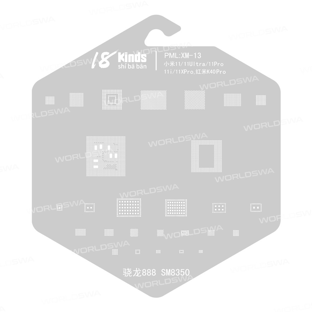 18 Kinds CPU BGA IC Reballing Stencil Kits for Xiaomi Phones