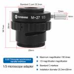 sunshine m-27-szm-ctv-1-2-1-3-c-mount-lens-adapter-for-trinocular-stereo-microscope-7