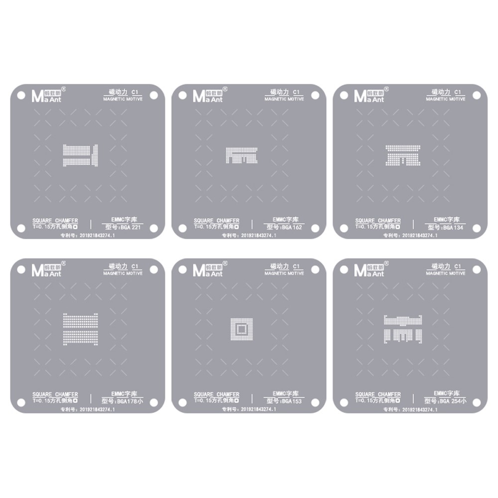 MaAnt EMMC/EMCP/UFS/Fonts Planting Tin Reballing Stencil for BGA 153/162/169/186/221/254