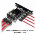 10Port PCIe to SATA Controller Expansion Card PCI-E3.0 SATA 3.0 X4 Interface with Bracket for Chia M