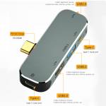 Multi-function 6-in-1 Type-C to USB3.0 Extender Hub