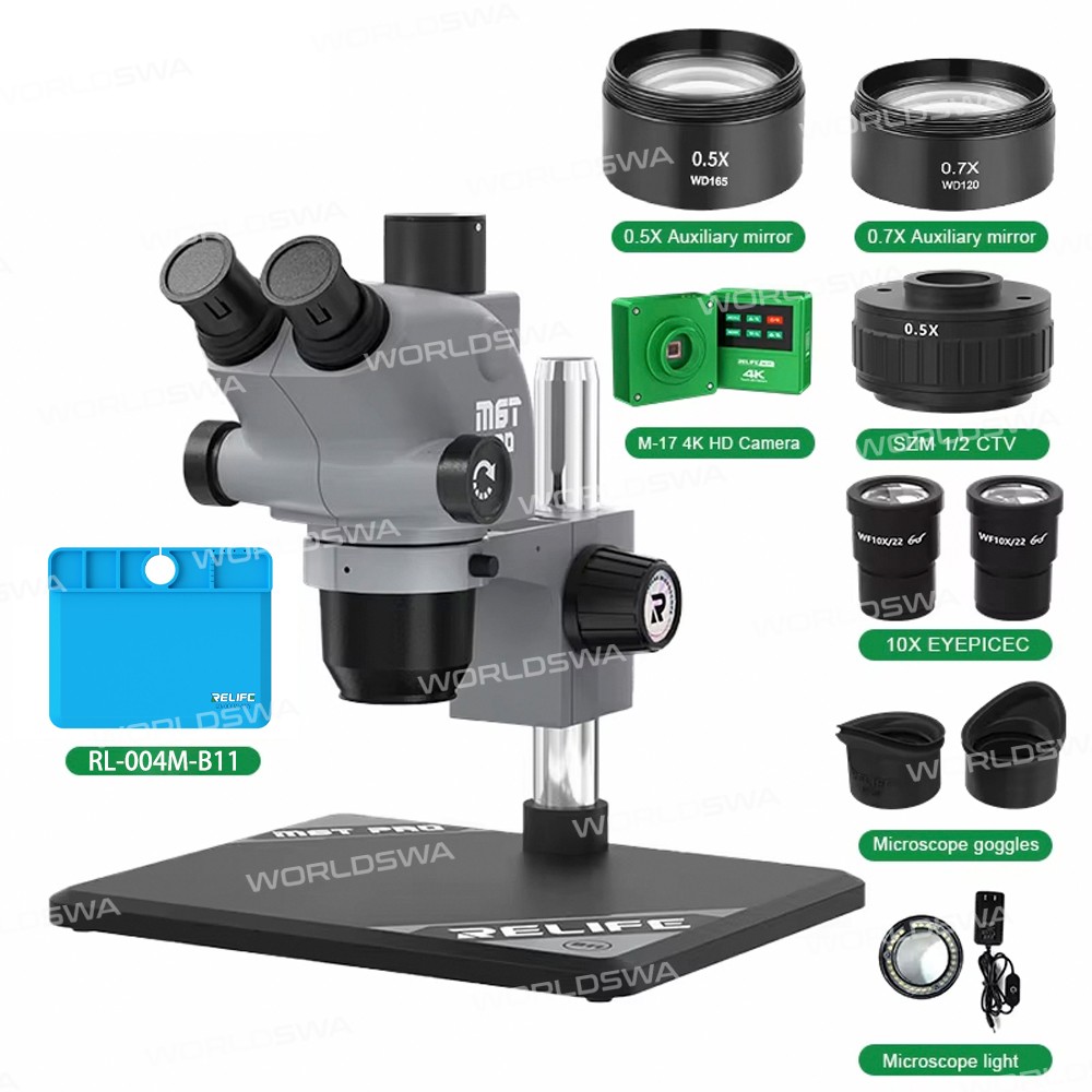 relife rl-m6t-pro-b11-65x-65x-continuous-zoom-trinocular-stereo-microscope-with-m-17-4k-hd-camera-2