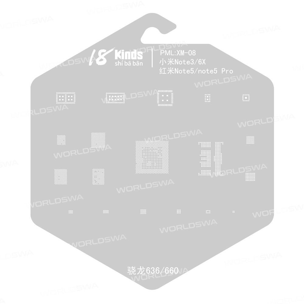 18 Kinds CPU BGA IC Reballing Stencil Kits for Xiaomi Phones