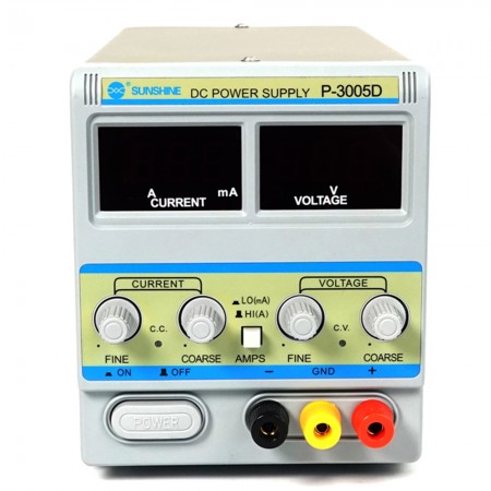 Sunshine P-3005D DC Regulated Power Supply, 30V / 5A, Intelligent Adjustable with Digital Display