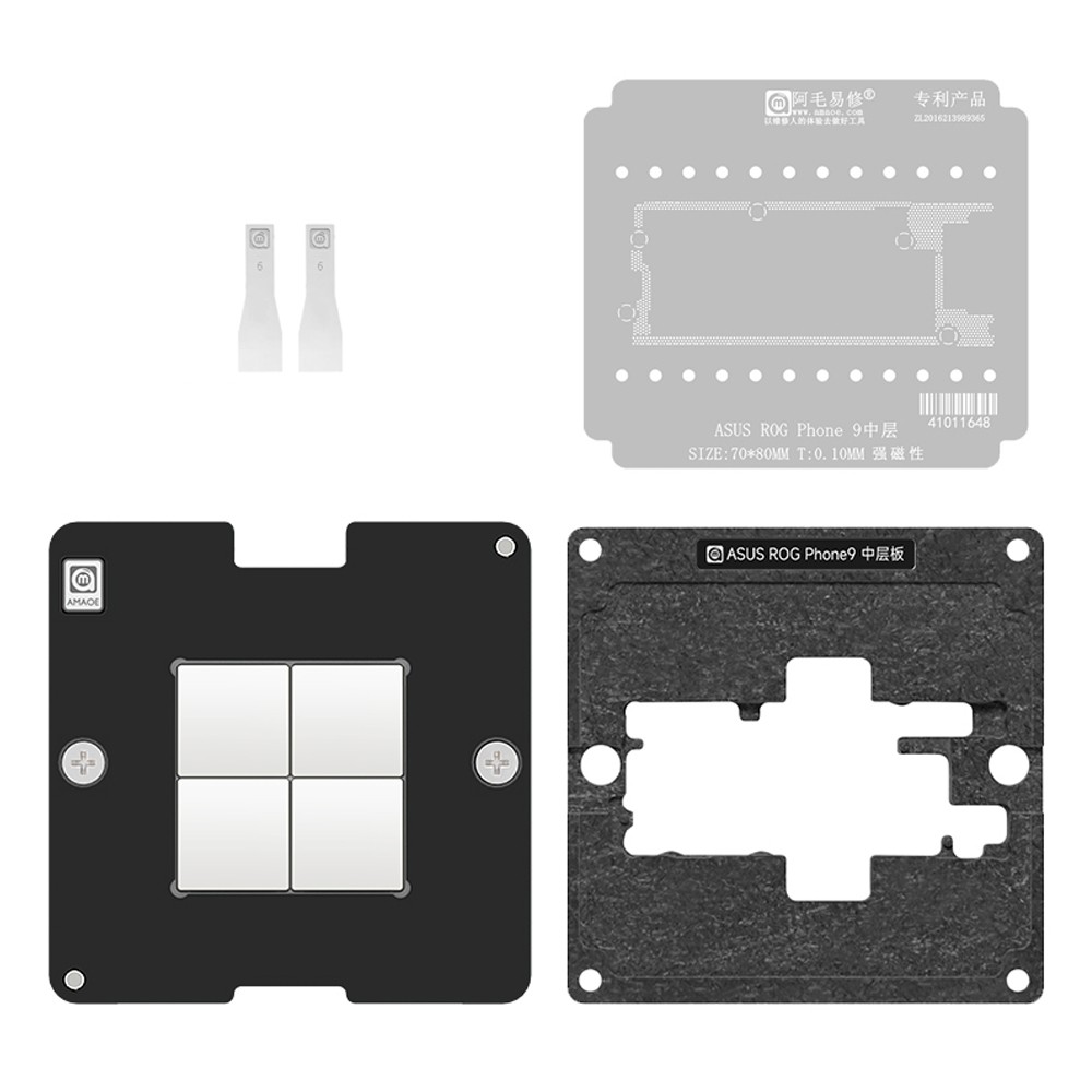amaoe 010mm-middle-layer-bga-reballing-stencil-platform-set-for-asus-rog-phone9-1