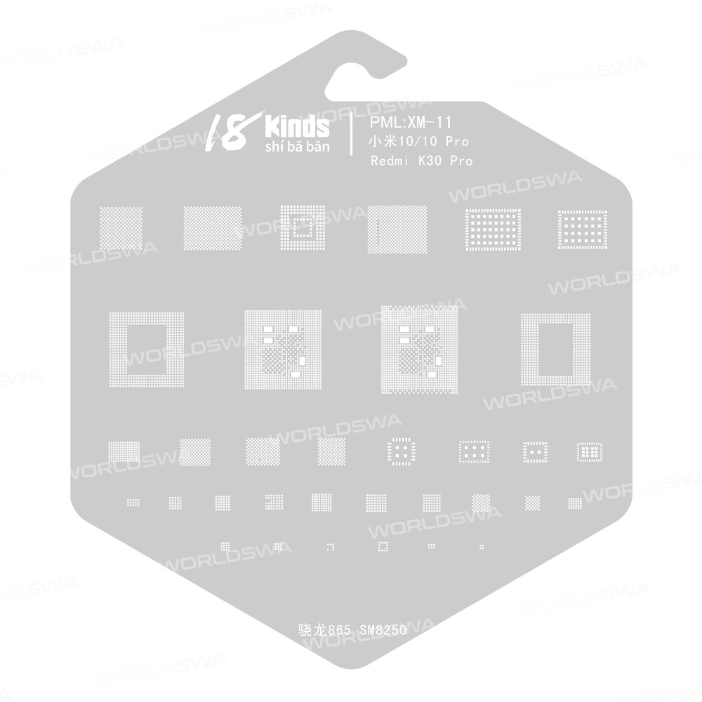 18 Kinds CPU BGA IC Reballing Stencil Kits for Xiaomi Phones