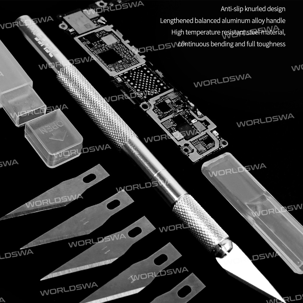 Relife RL-101E Aluminum Alloy Material 6 Blades Knife Set for Removing Glue Engraving Filming