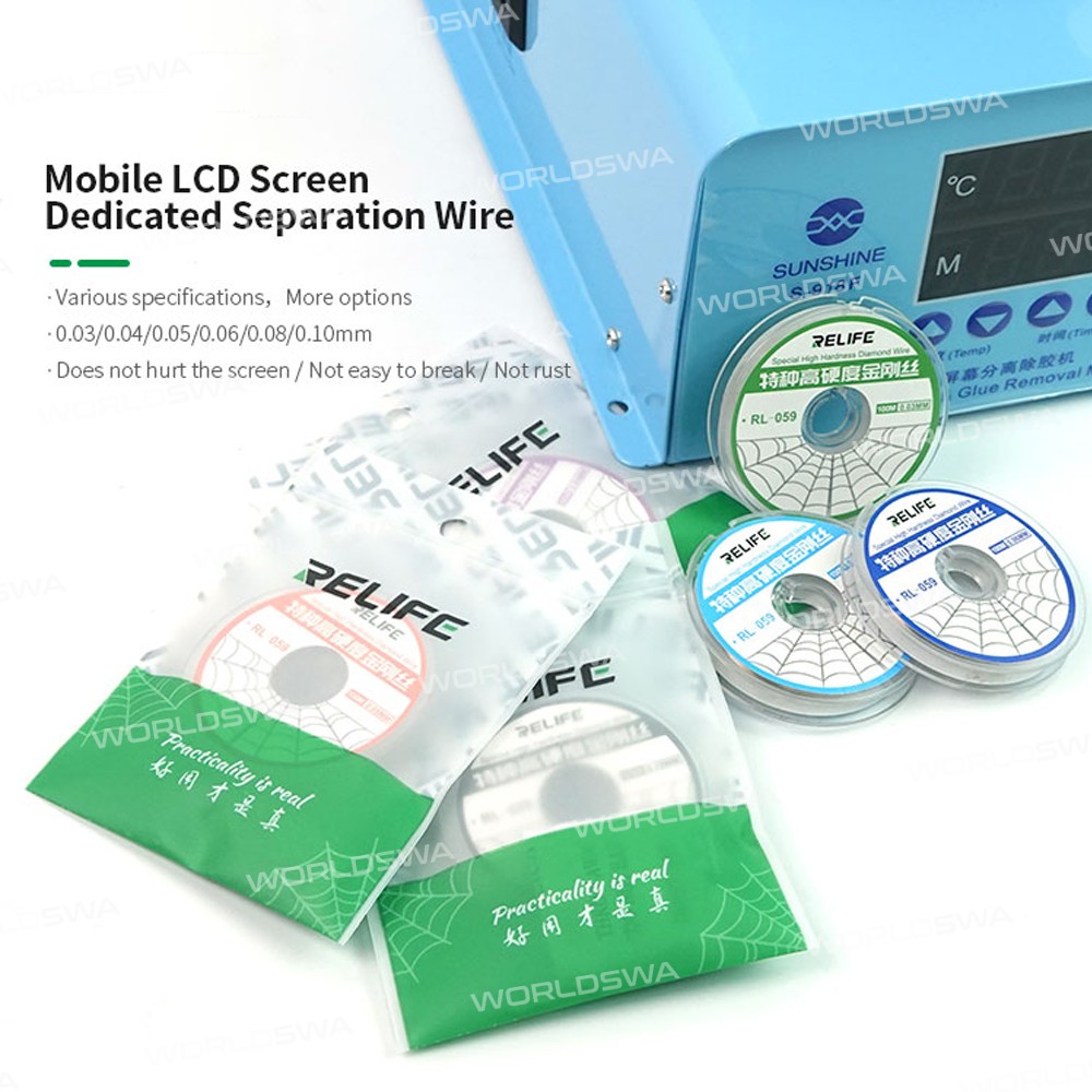 Relife RL-059 100M LCD Screen Separation Ultrafine Cutting Stainless Alloy Wire