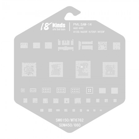 18 Kinds CPU BGA IC Reballing Stencil Kits for Samsung Phones