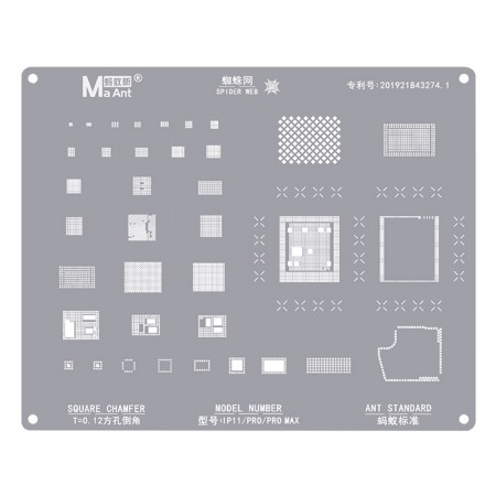 MaAnt Square Hole 0.12mm BGA Reballing Stencil for iPhone 11 / 11 Pro / 11Pro Max