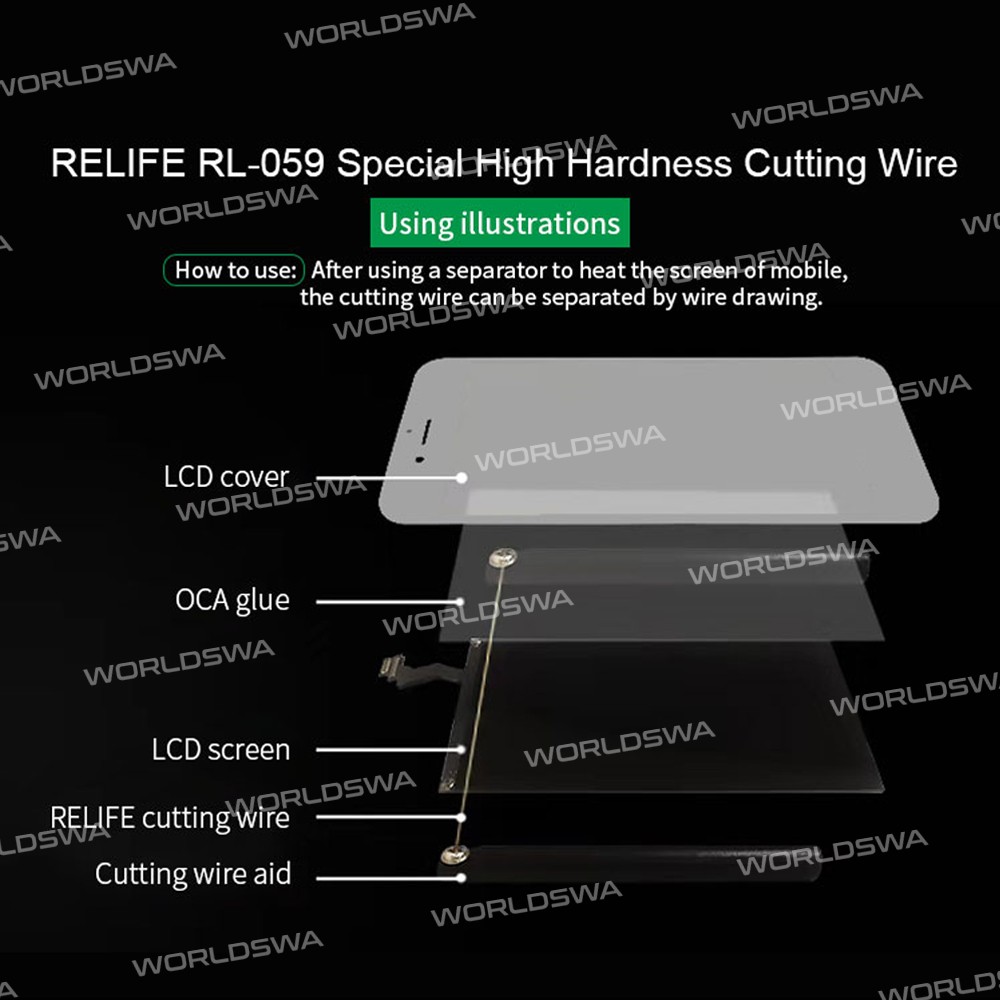 Relife RL-059 100M LCD Screen Separation Ultrafine Cutting Stainless Alloy Wire