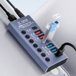 qianli k367h-7-port-extension-hub-with-p605s-60w-5-ports-digits-display-fast-charger-2