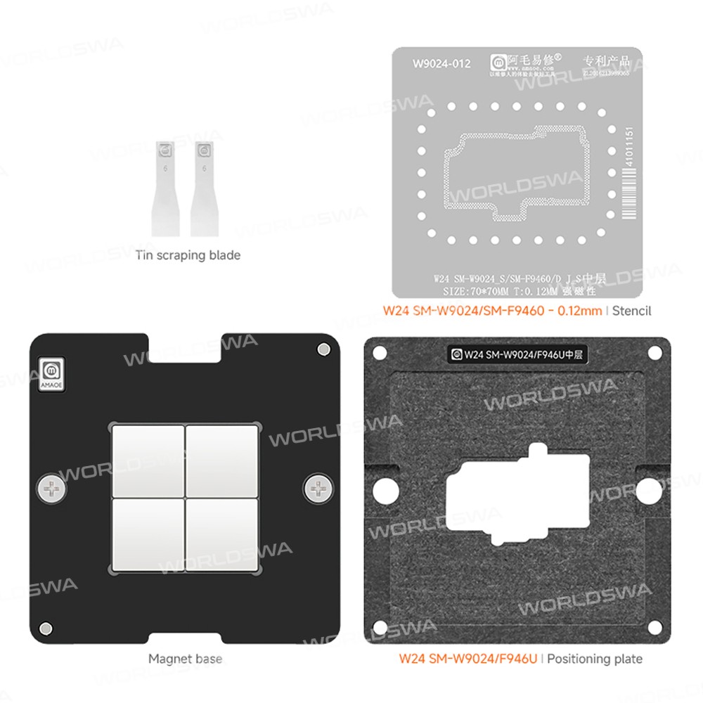 amaoe sm-w9024-sm-f9460-middle-layer-bga-reballing-stencil-platform-set-for-samsung-w24-z-fold5-5
