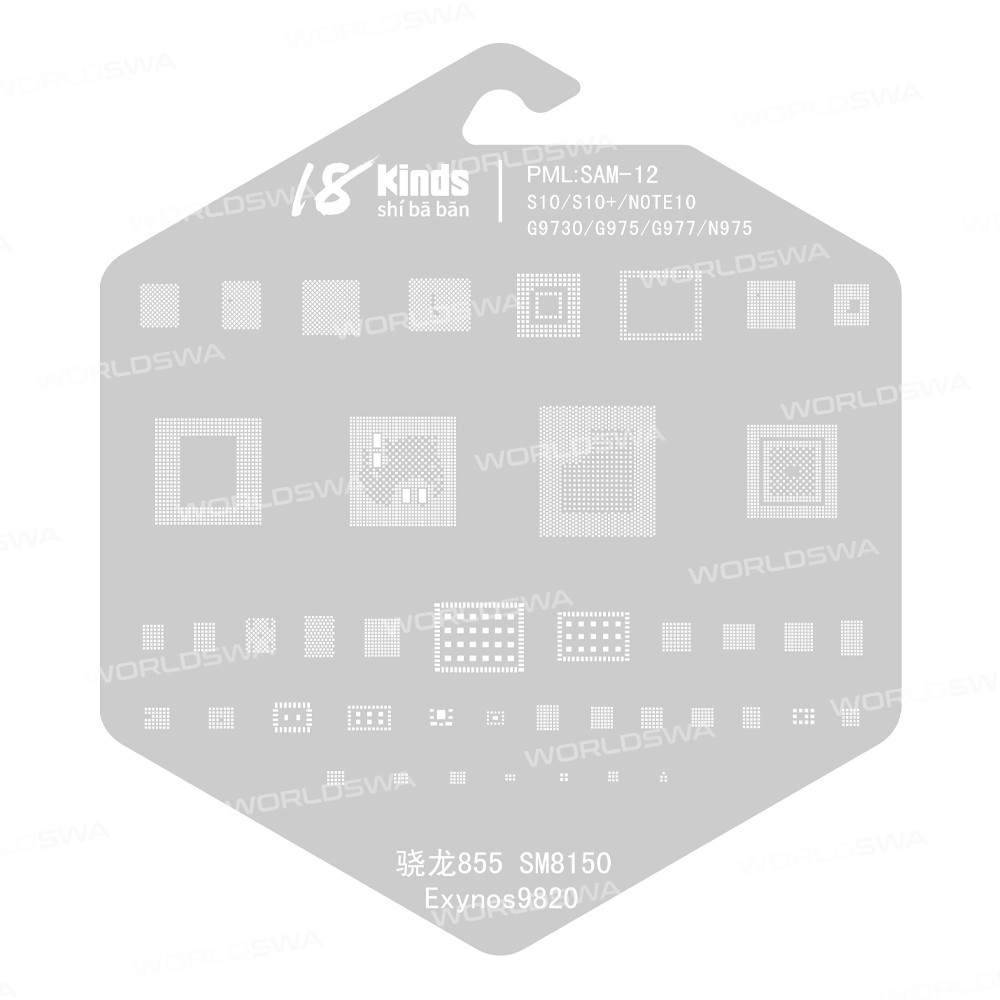 18 Kinds CPU BGA IC Reballing Stencil Kits for Samsung Phones
