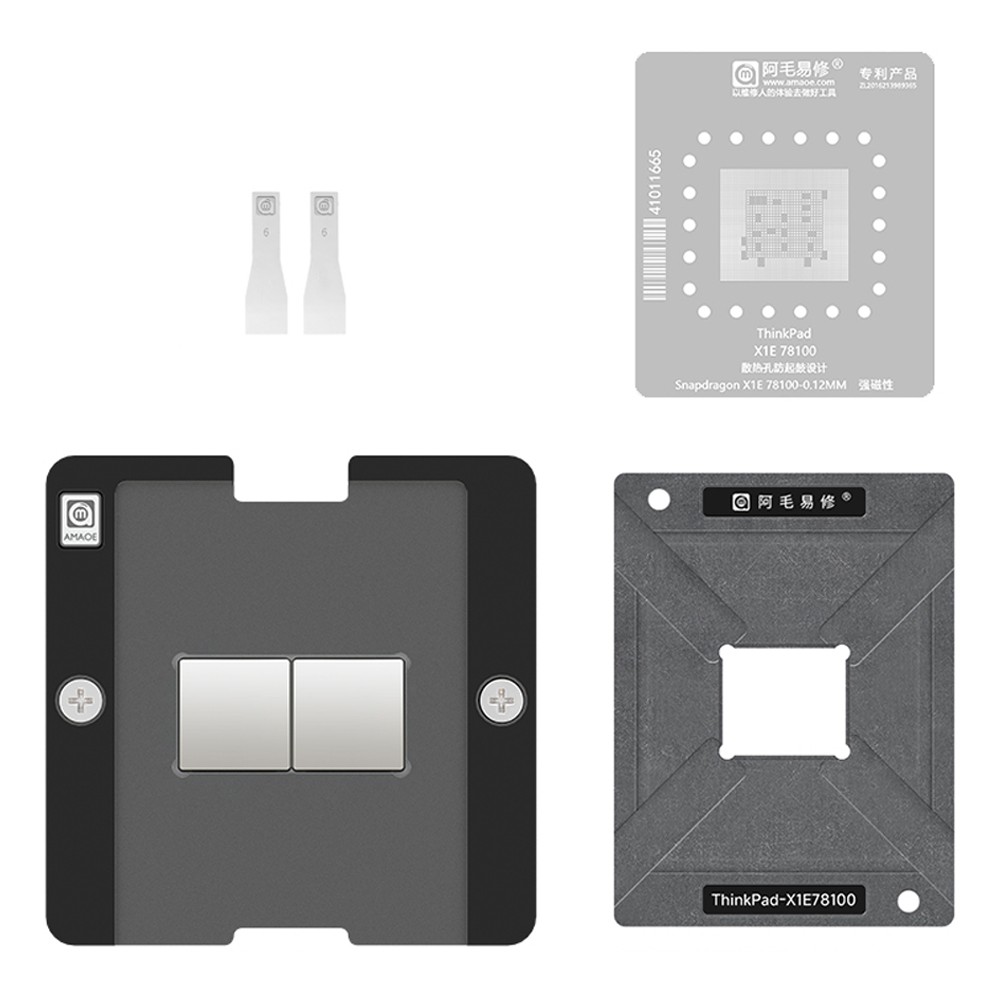 amaoe snapdragon-x-elite-x1e-78-100-cpu-bga-reballing-stencil-platform-for-lenovo-thinkpad-notebook-