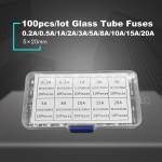 5x20mm 250V Quick Blow Glass Tube Fuse Assorted Set - 100Pcs