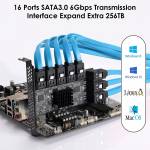 16Port PCIe to SATA Controller Expansion Card PCI-E3.0 SATA 3.0 X4 Interface with Bracket for Chia M