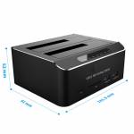 2.5 / 3.5 Inches USB 3.0 Aluminum Dual Bay Hard Drive Dock With SD TF Card Read for SATA HDD SSD