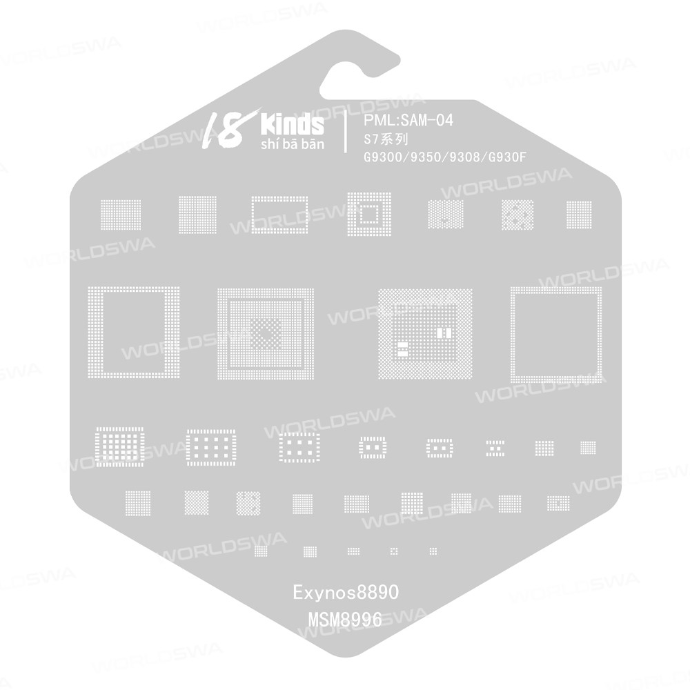 18 Kinds CPU BGA IC Reballing Stencil Kits for Samsung Phones