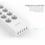 Orico HPC-8A5U 8 AC Outlets Surge Protector Power Strip with 5 USB Ports for Home Office - EU Plug
