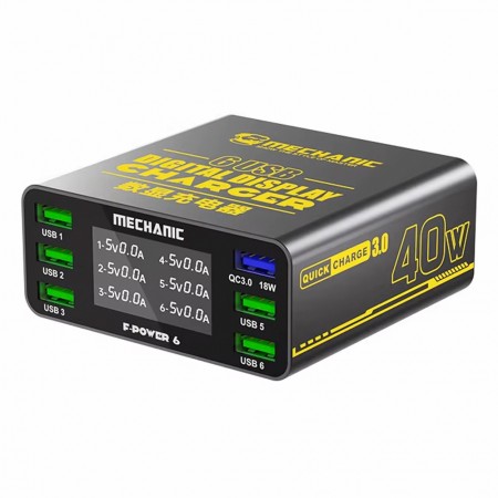 Mechanic F-Power 6 Series 6-Ports 40W USB QC3.0 Smart Charging Station with LCD Display