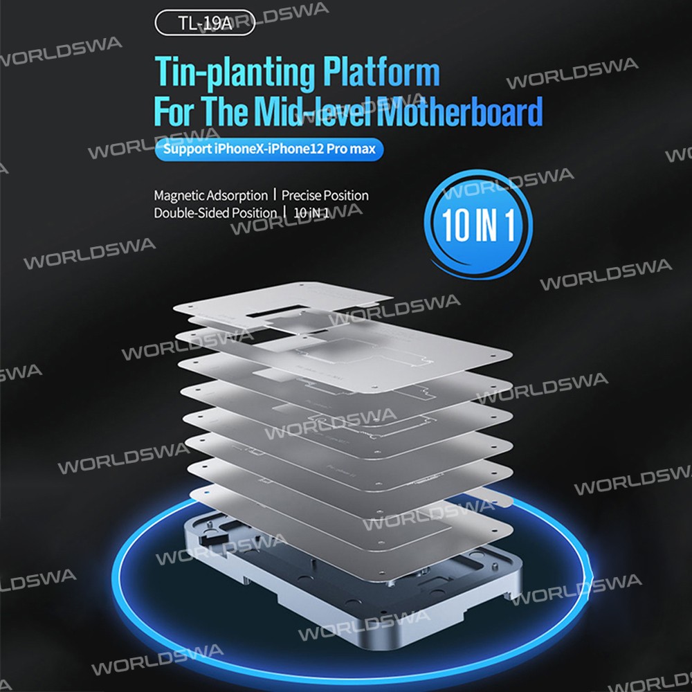 TuoLi TL-19A 10in1 BGA Mid-level Motherboard Reballing Stencil Platform for iPhone X - 12 Pro Max