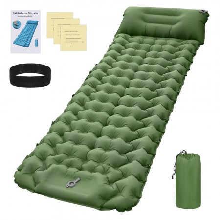 Camping Sleeping Pad with Pillow & Built-in Pump Ultralight Inflatable Waterproof Sleeping Mat for Backpacking Hiking Tent & Traveling