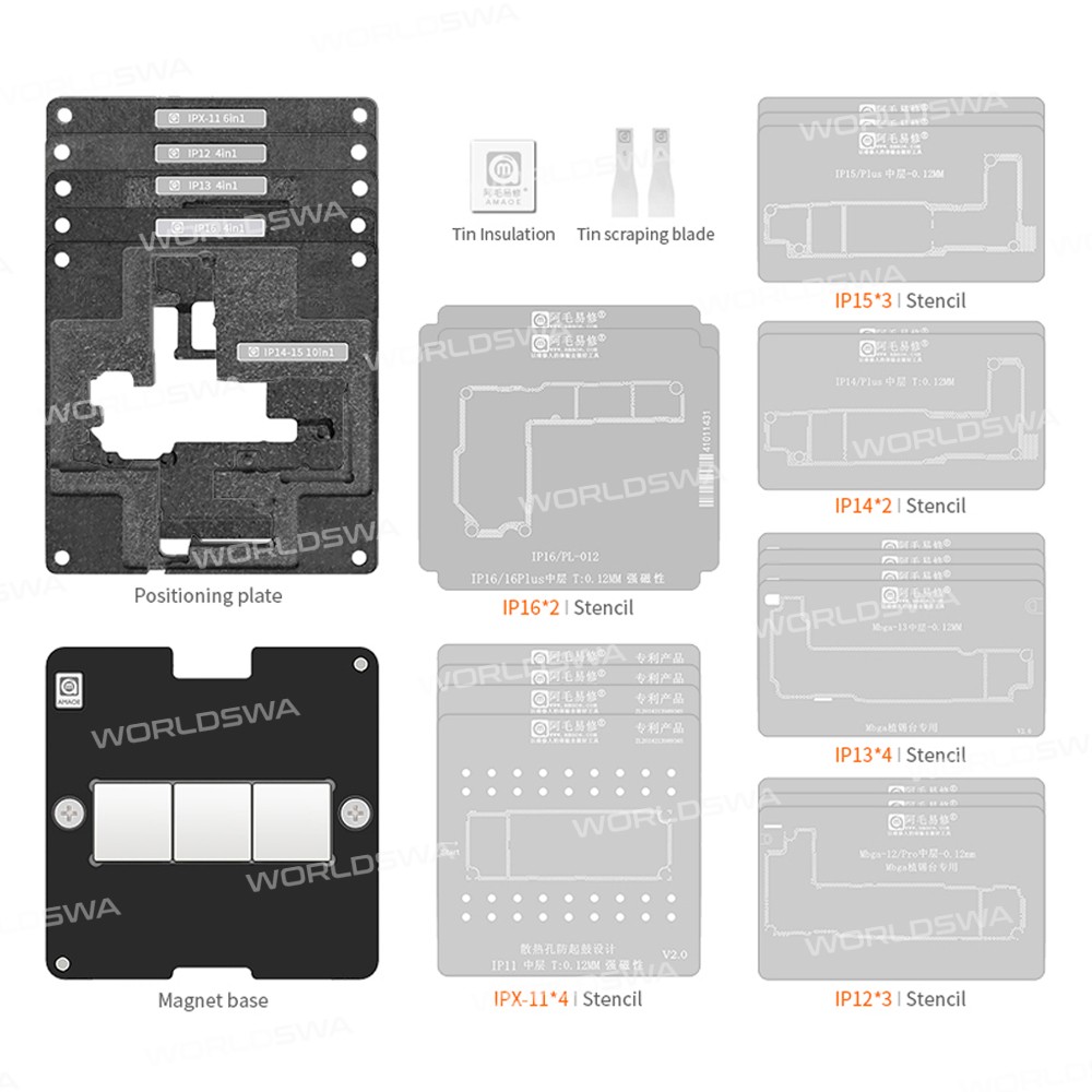 amaoe 28-in-1-012mm-motherboard-middle-layer-bga-reballing-stencil-platform-set-for-iphone-x-16pm-2