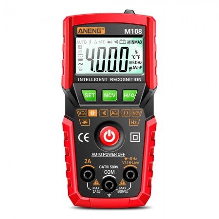 Aneng M108 High Precision Intelligent Anti-Burn-in Voltage and Capacitance Multimeter