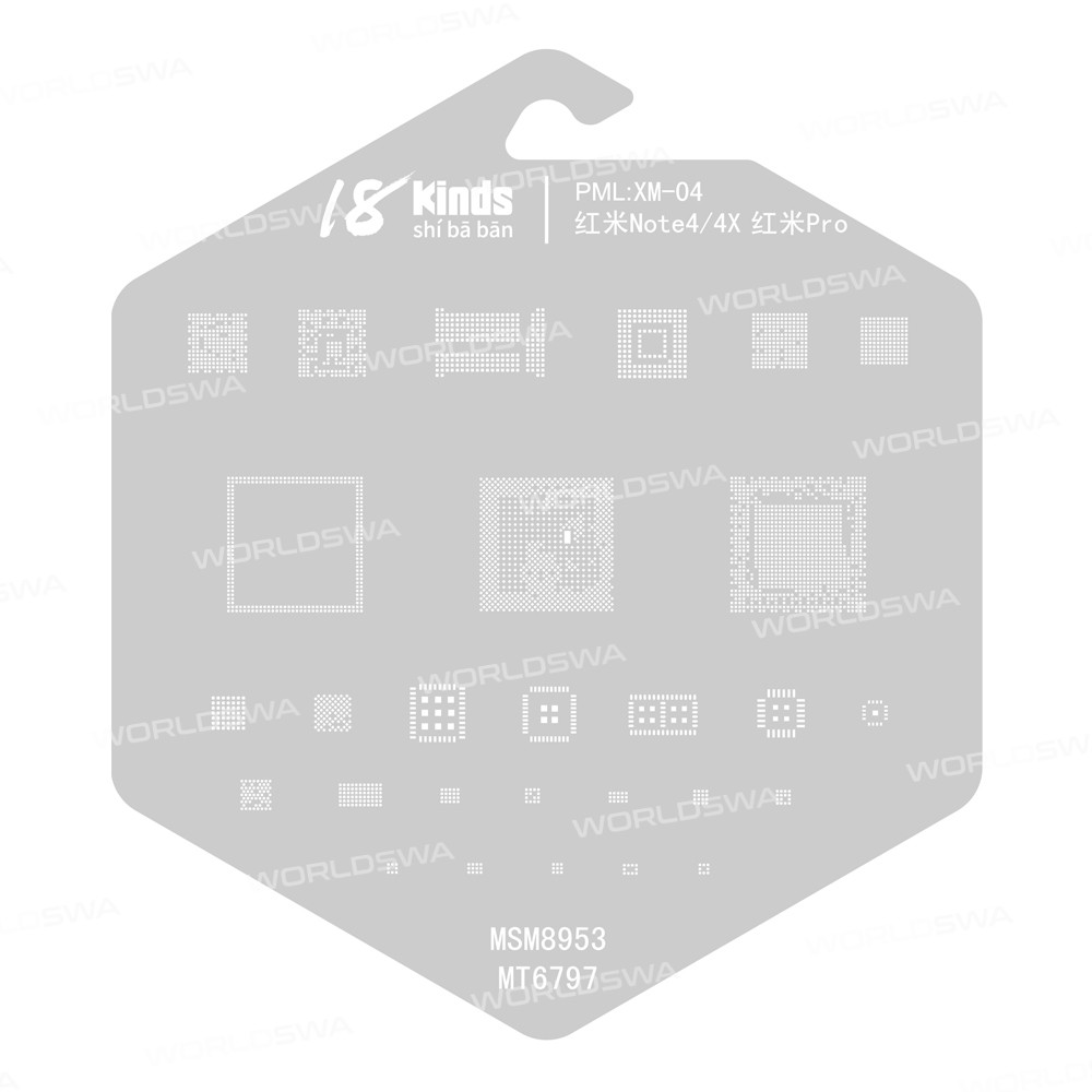 18 Kinds CPU BGA IC Reballing Stencil Kits for Xiaomi Phones