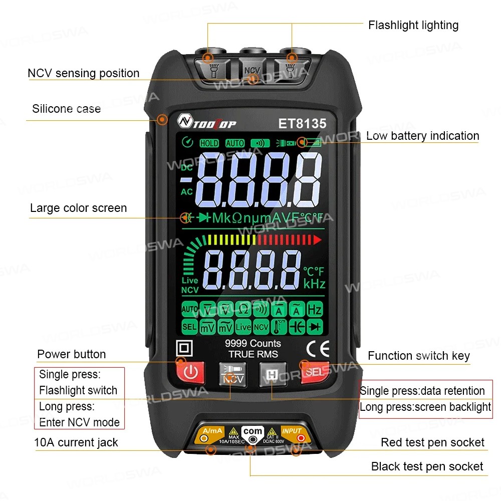 tooltop et8135-portable-color-display-intelligent-auto-identification-burn-proof-multimeter-12