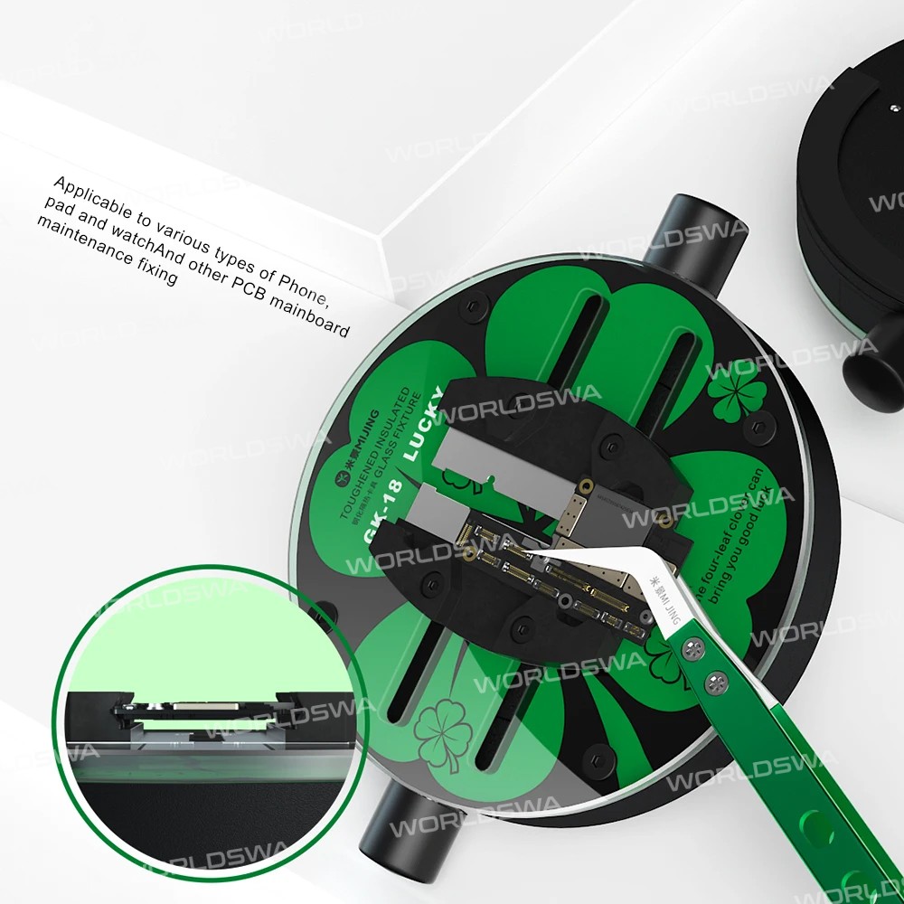mijing gk18-gk19-orbicular-universal-toughened-insulated-glass-motherboard-repair-fixture-3