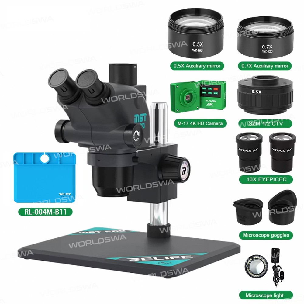 relife rl-m6t-pro-b11-65x-65x-continuous-zoom-trinocular-stereo-microscope-with-m-17-4k-hd-camera-3