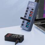 qianli k367h-7-port-extension-hub-with-p605s-60w-5-ports-digits-display-fast-charger-16