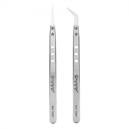 KGX-TC002 Stainless Steel Tweezers with Nonmagnetic Ceramic Head for Mobile Phone Repair Insulation