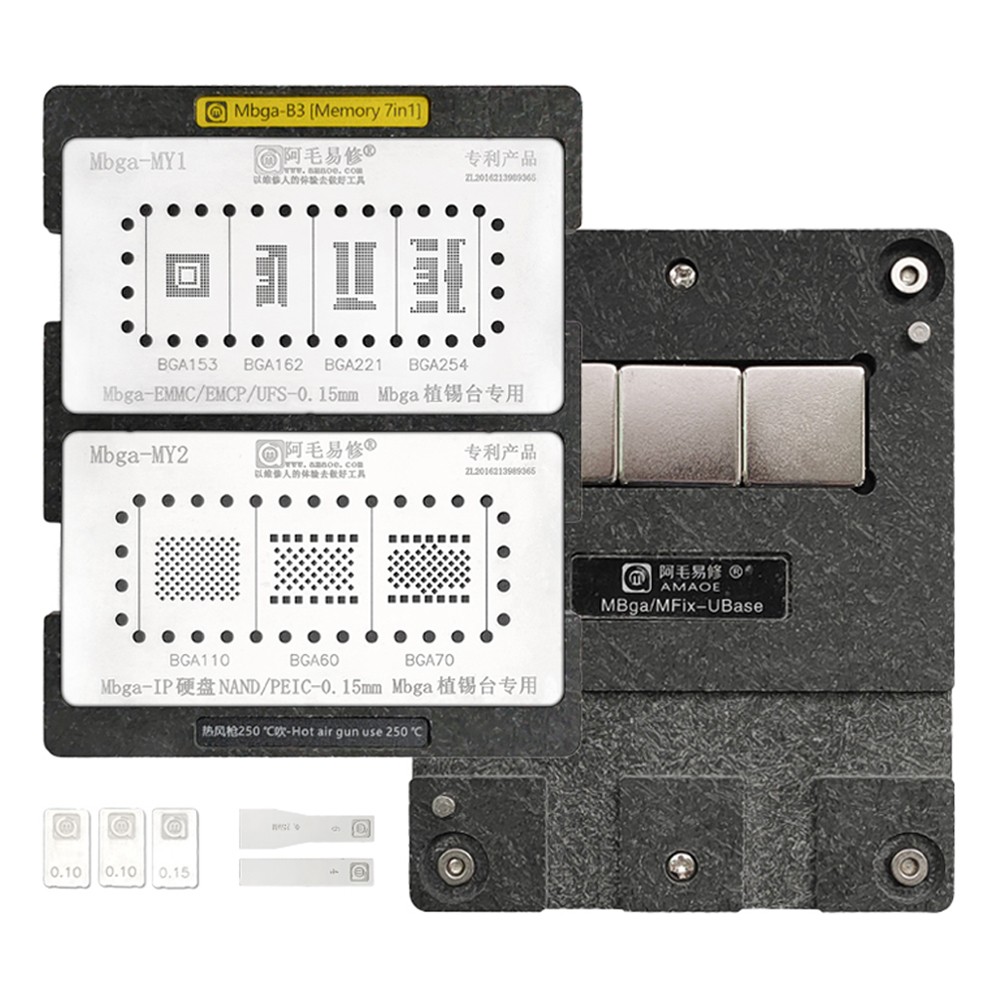 amaoe mbga-b3-memory-7-in-1-bga-reballing-stencil-platform-for-phone-memory-nand-pcie-emmc-1