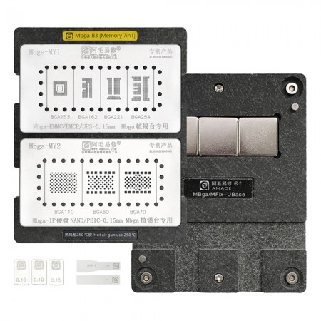 Amaoe Mbga-B3 Phone Memory 7-in-1 BGA Reballing Stencil Platform for Memory / Nand / PCIE / EMMC