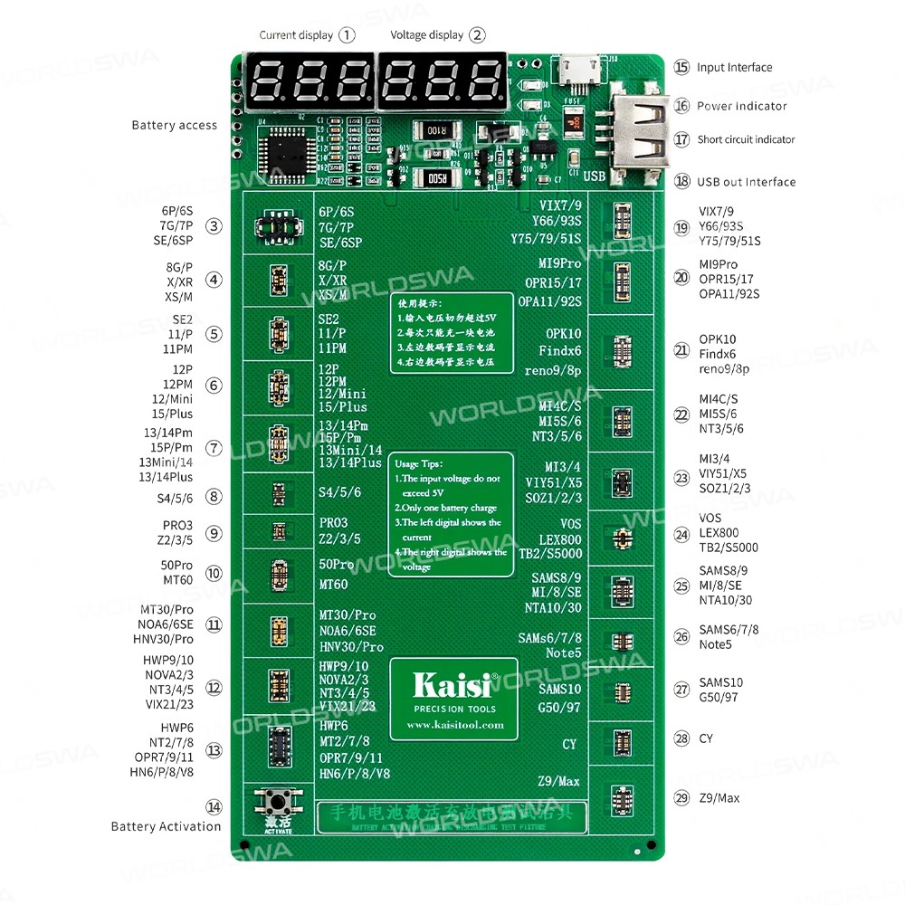 kaisi k-9208-v24-battery-charge-activation-board-for-iphone-6s-to-15pro-max-and-android-phones-1