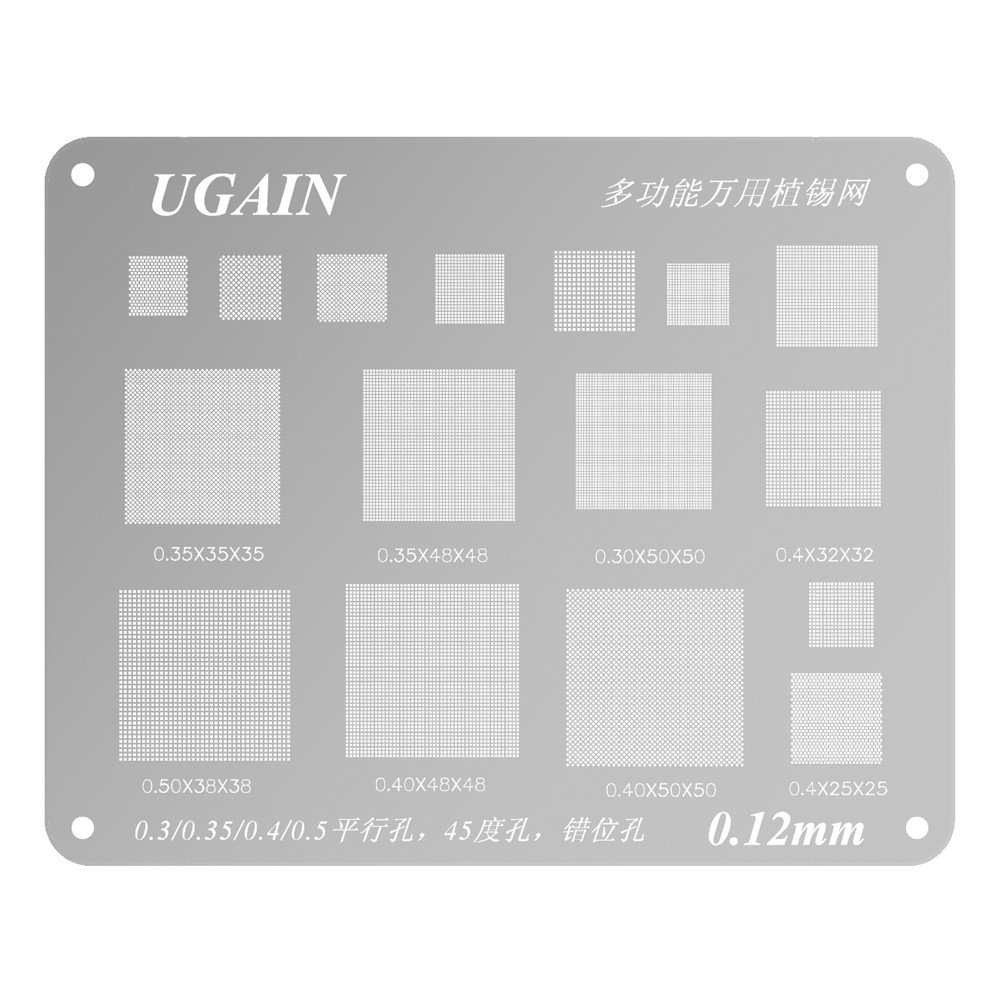 ugain 012mm-universal-solder-multi-purpose-bga-stencil-03-035-04-05-parallel-45-degree-hole-1