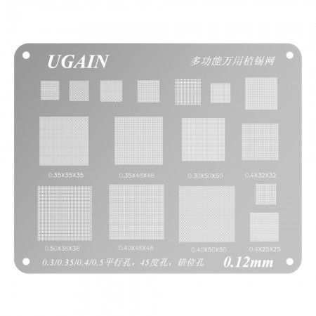 Ugain 0.12mm 0.3 / 0.35 / 0.4 / 0.5 / Parallel / 45 Degree Hole Universal Solder Multi-Purpose BGA Stencil