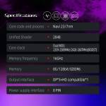 Yeston RX6600XT 8G / 128bit / GDDR6 PA Gaming Graphics Card with 3 Large Size Fans and Breathing Lig