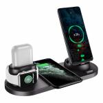 6-in-1 10W Qi Fast Wireless Charger Stand for Apple Watch/iPhone/Airpods Pro/Samsung/Xiaomi