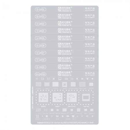 Amaoe 10-in-1 U-QSD Series CPU Comprehensive BGA Reballing Stencil Set for Qualcomm Snapdragon