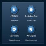 Orico C2CW 90-degree Angle Type-C to Type-C Laptop PD 100W Fast Charge & Data Cable