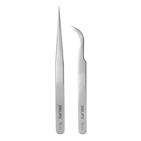 Relife TS-11 / TS-15 Tweezers: Anti-static Precision Stainless Steel for Mobile Phone CPU IC Repair