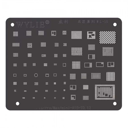 Wylie WL-15 Comprehensive BGA Reballing Stencil for iPhone 13 Mini / 13 / 13Pro / 13Pro Max A15 CPU