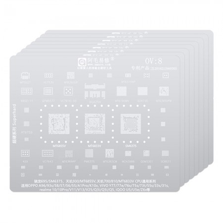 Amaoe OV Series 8-in-1 0.12mm BGA Reballing Stencil Set for OPPO / Realme / VIVO / IQOO